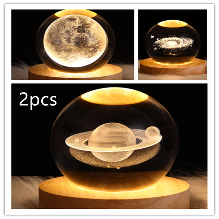 3D Galaxy Crystal Ball LED Nattlys | Luvikno