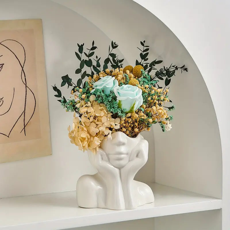 "Unik og Moderne Keramikkvase, Dekorativ Blomsterkruvase for Stue og Kontor" | Luvikno