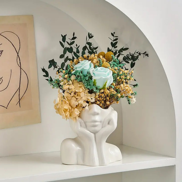"Unik og Moderne Keramikkvase, Dekorativ Blomsterkruvase for Stue og Kontor" | Luvikno