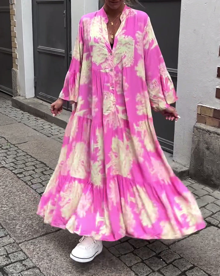 Luvik | Flair Pitkä mekko, jossa on heilahtelu ja printti