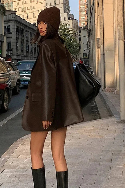 Luvik | PU-nahka Blazer-takki