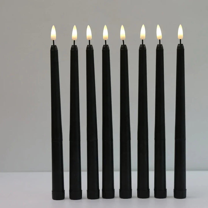 Luvikno | 3 deler svarte LED lys med flimrende flamme