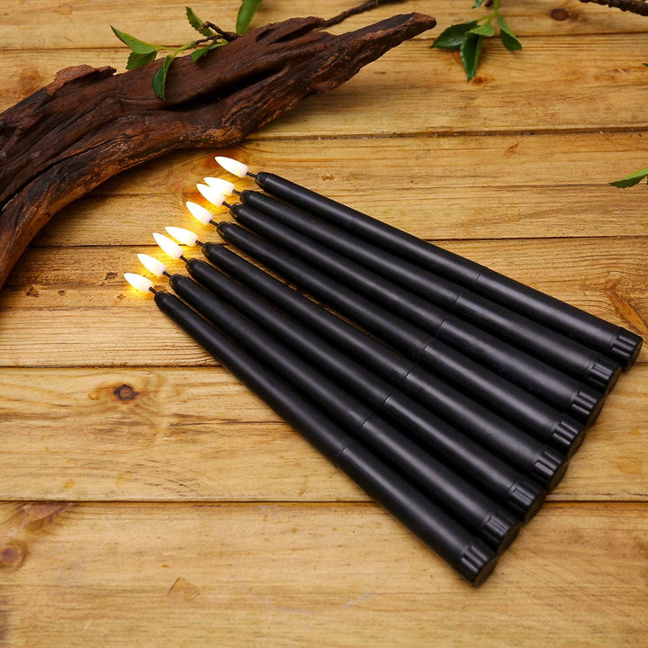 Luvikno | 3 deler svarte LED lys med flimrende flamme