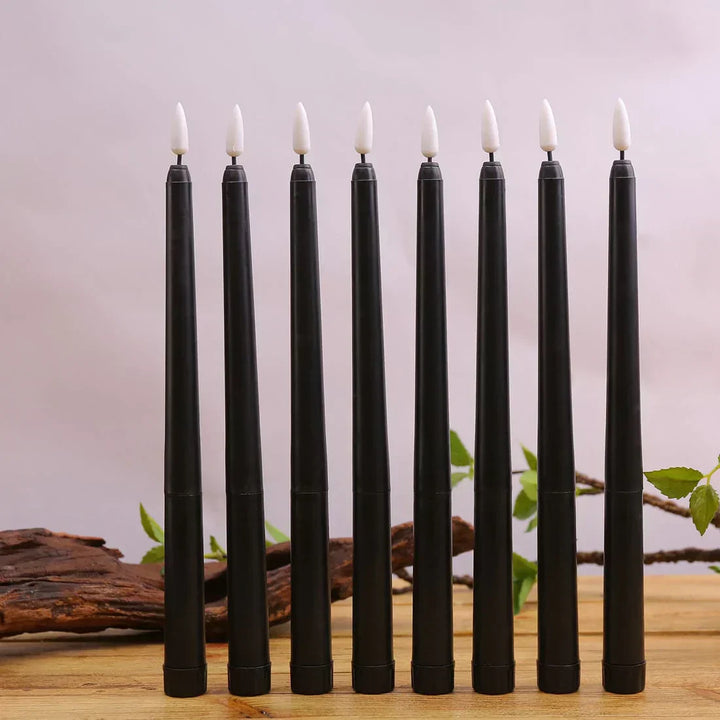 Luvikno | 3 deler svarte LED lys med flimrende flamme