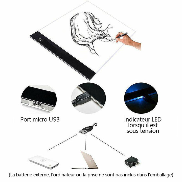 Tegnebrett med LED-lys | Luvikno