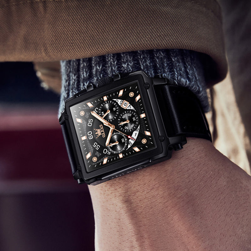 Olevs® Luminous Luxury Square Business Automatic Mechanical Watch | Luvikno