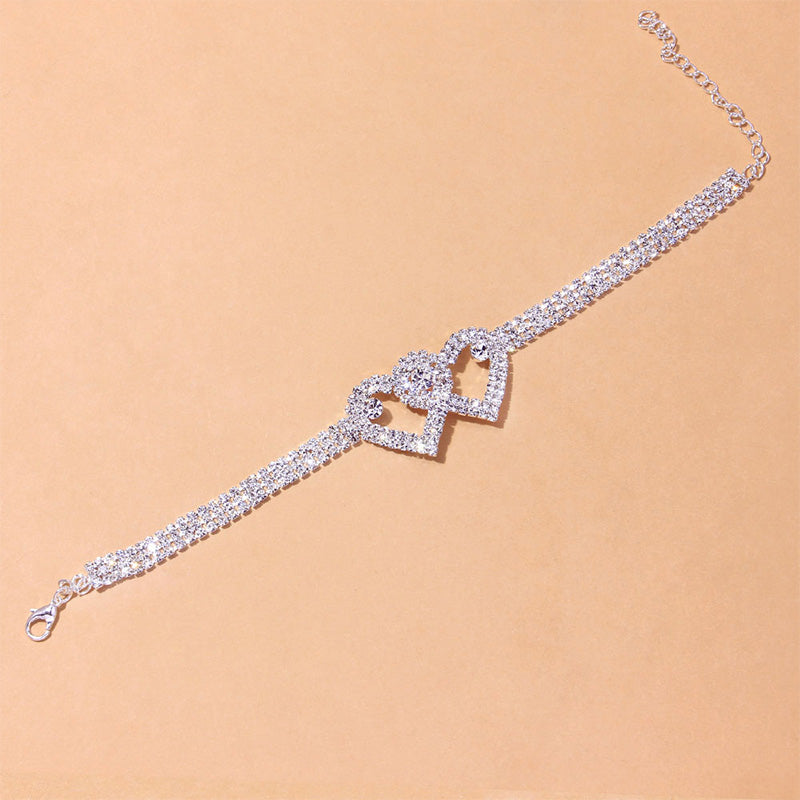 Luvikno | Double Love Heart Rhinestone Anklet