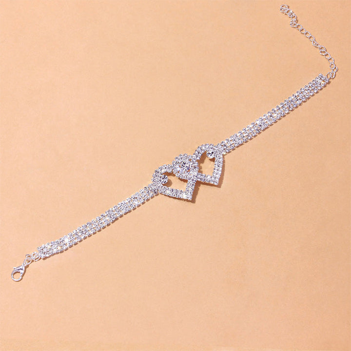 Luvikno | Double Love Heart Rhinestone Anklet