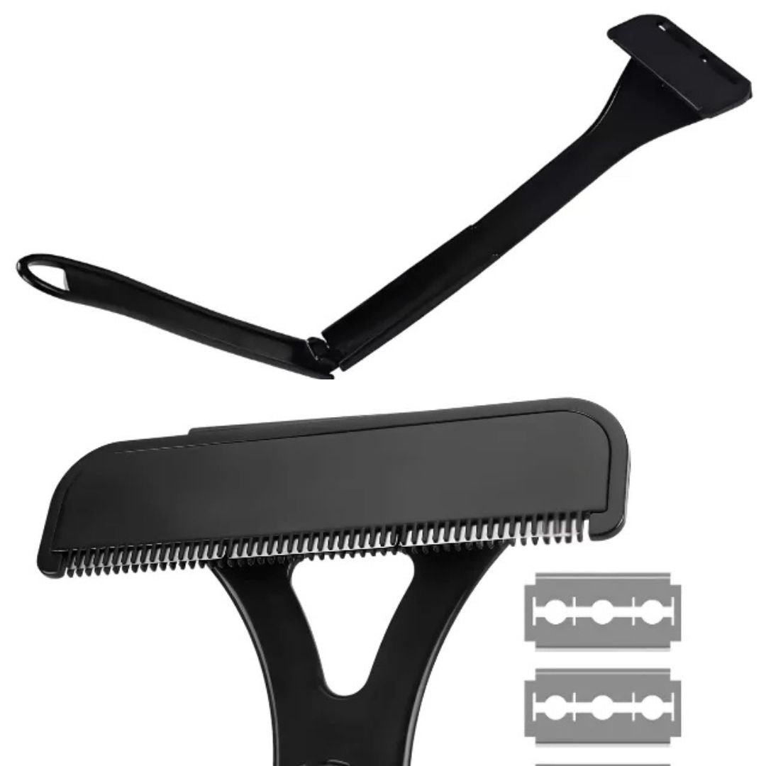 Ekstra-lang håndtak rekkevidde – Skarpe rustfrie blader – Jevn smertefri barbering – Uanstrengt DIY grooming for menn Luvikno