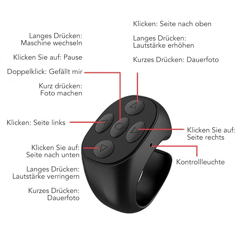 Trådløs Bluetooth Fjernkontroll Ring | Luvikno