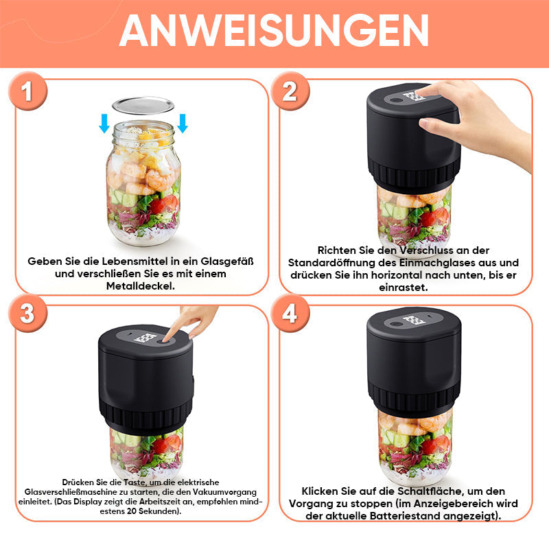 Elektrisk vakuumpakker for Mason-glass  | Luvikno