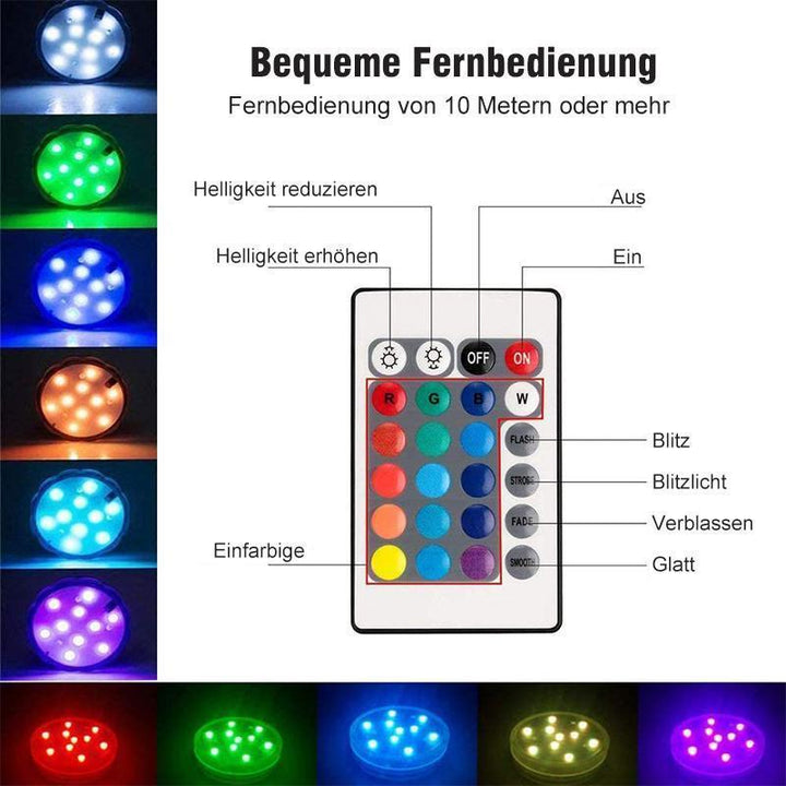 Luvikno | LED nedsenkbar lys med fjernkontroll for bassenget