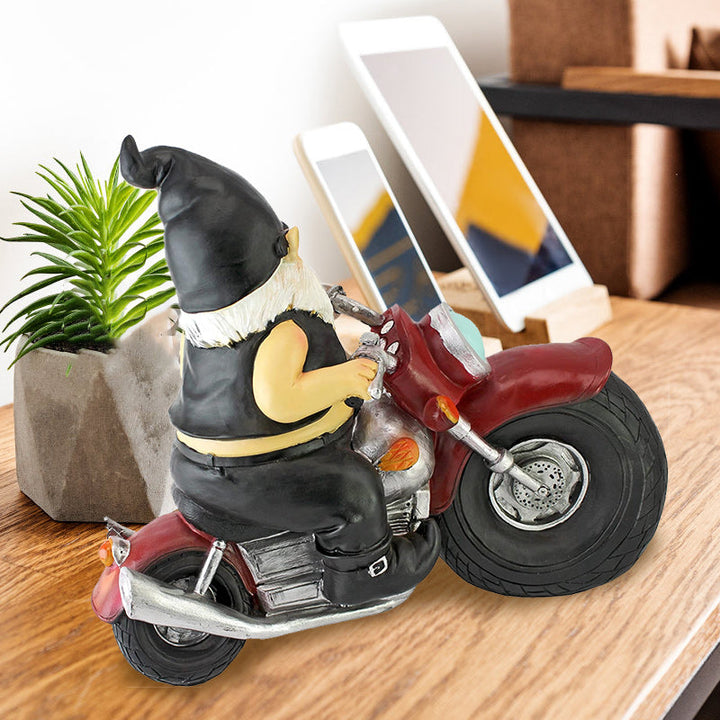 Biker Gnome Statue Mini Hagedekorasjon | Luvikno