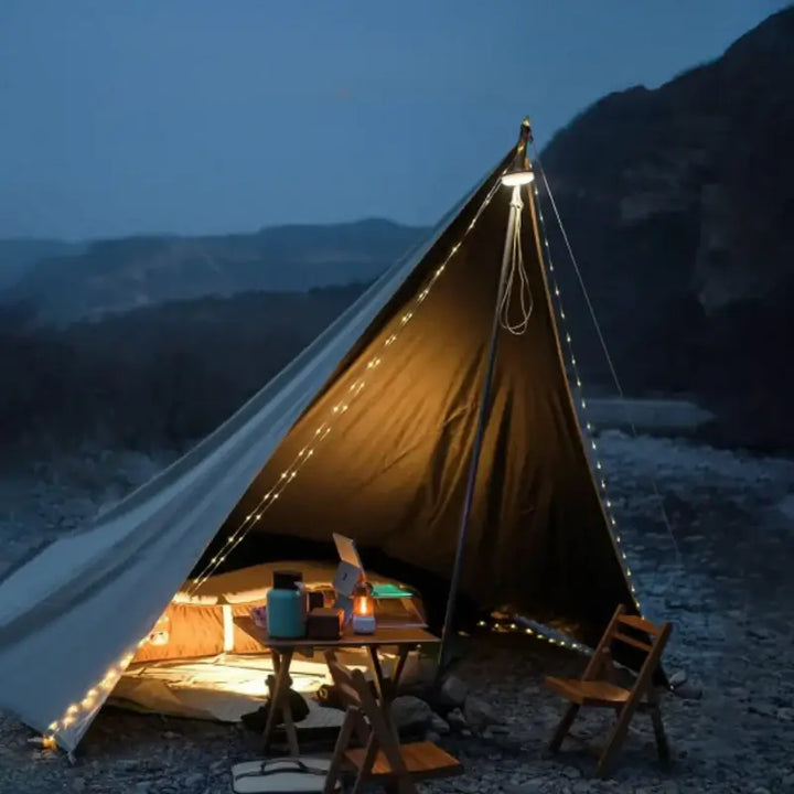 Luvikno | in 1 Camp Light – Bærbar Campinglampe, Lyskjeder med 8 Lysmoduser, Oppladbart Powerbank for Utendørseventyr