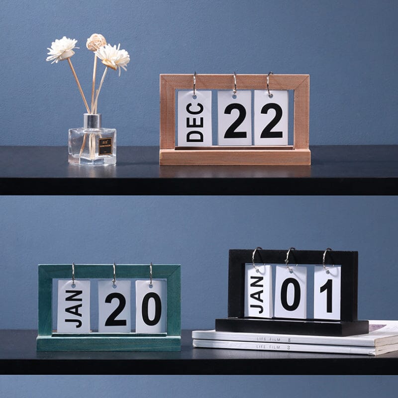 Dutch Teak Wood Skrivebordskalender | Luvikno
