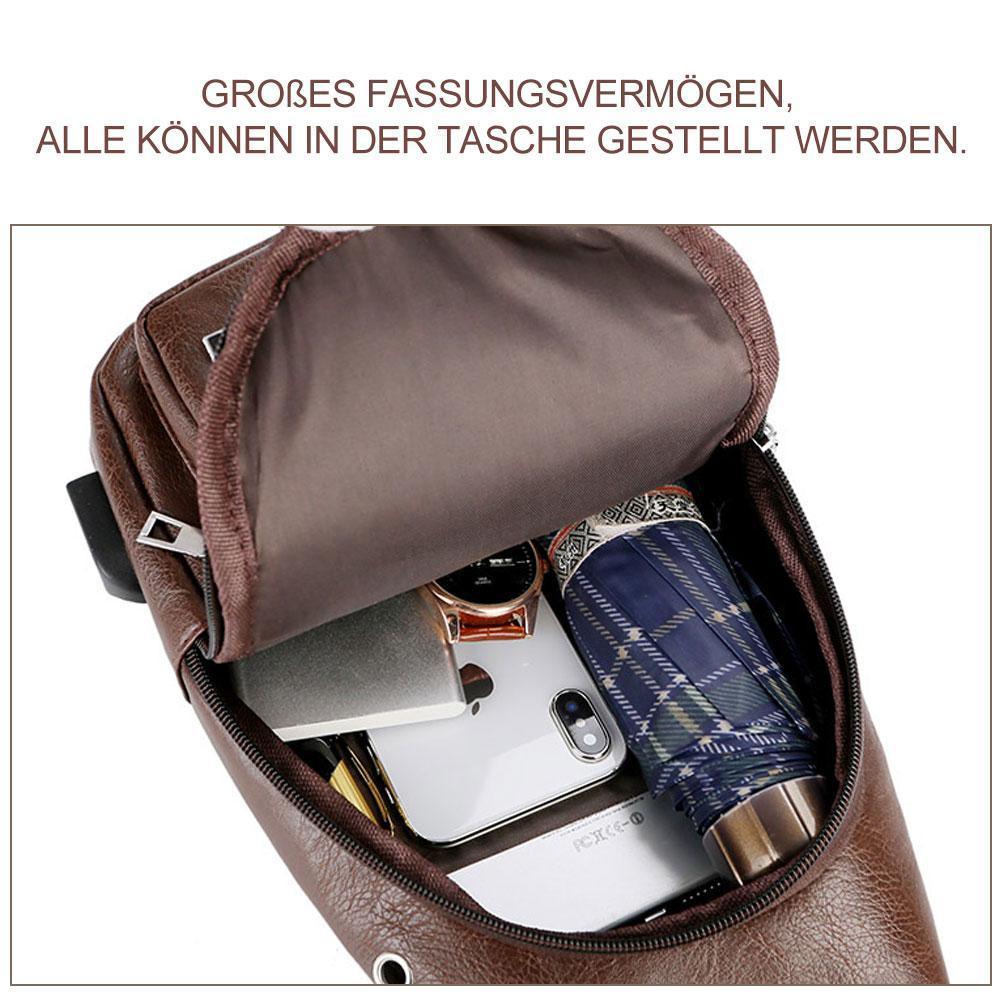 Skulderveske crossover veske for menn med USB ladeport | Luvikno