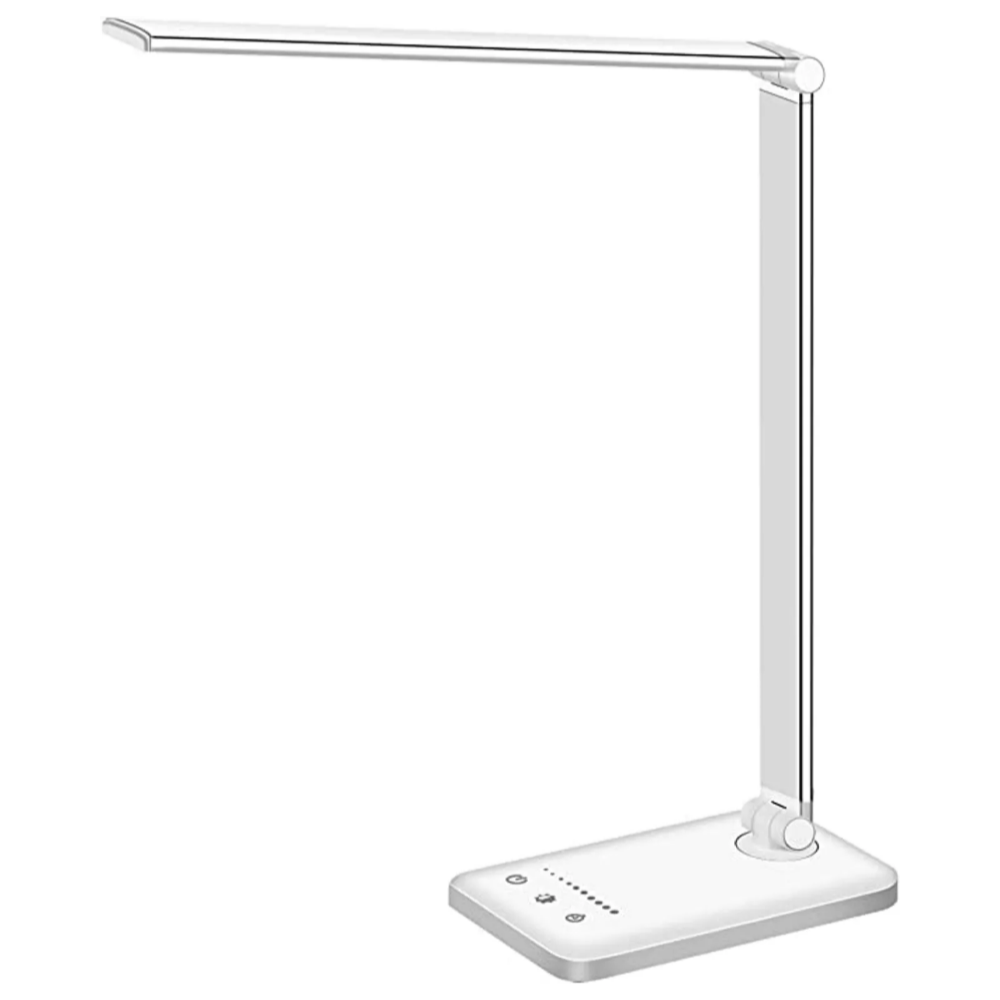 LED bordlampe med USB-ladeport - 5 lysinnstillinger og dimbar lysstyrke for skrivebord og lesing | Luvikno