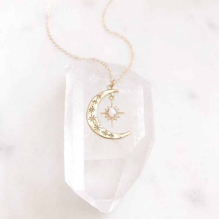 Moon & Sun Croissant Necklace | Luvikno