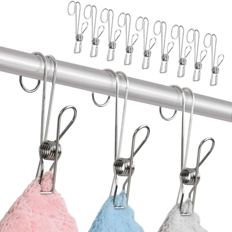 Luvikno | Rustfritt Stål Metal Long Tail Clip (6 stk/sett)