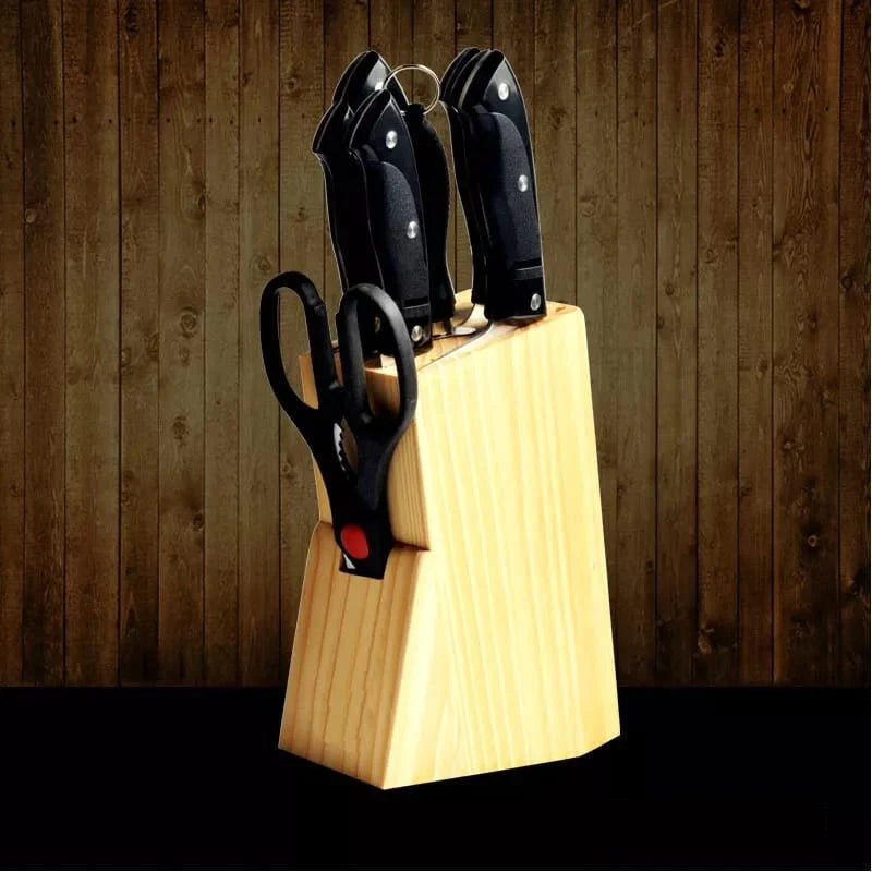 7 deler knivsett med trestativ Luvikno