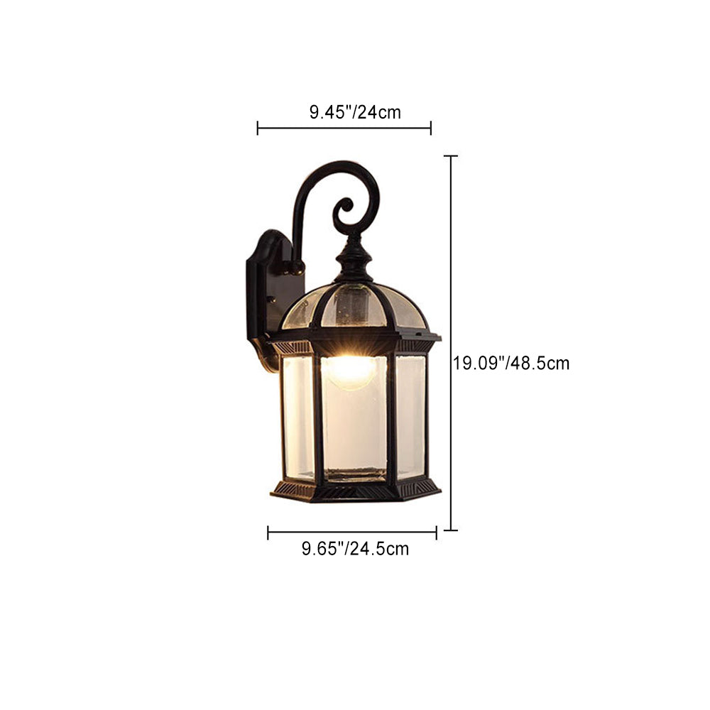 Tradisjonell Vintage Hexagonal Slott Aluminiums Glass 1-Lys Utendørs Vegglys Lampe For Hage | Luvikno
