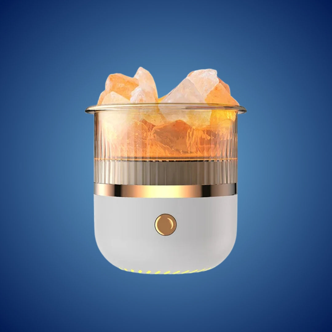 SereniGlow Crystal Salt Fuktighetsgiver | USB Aroma Diffuser – Nattlys & Luftrenser – For Avslapning, Stressreduksjon & Forbedret Luftkvalitet Luvikno
