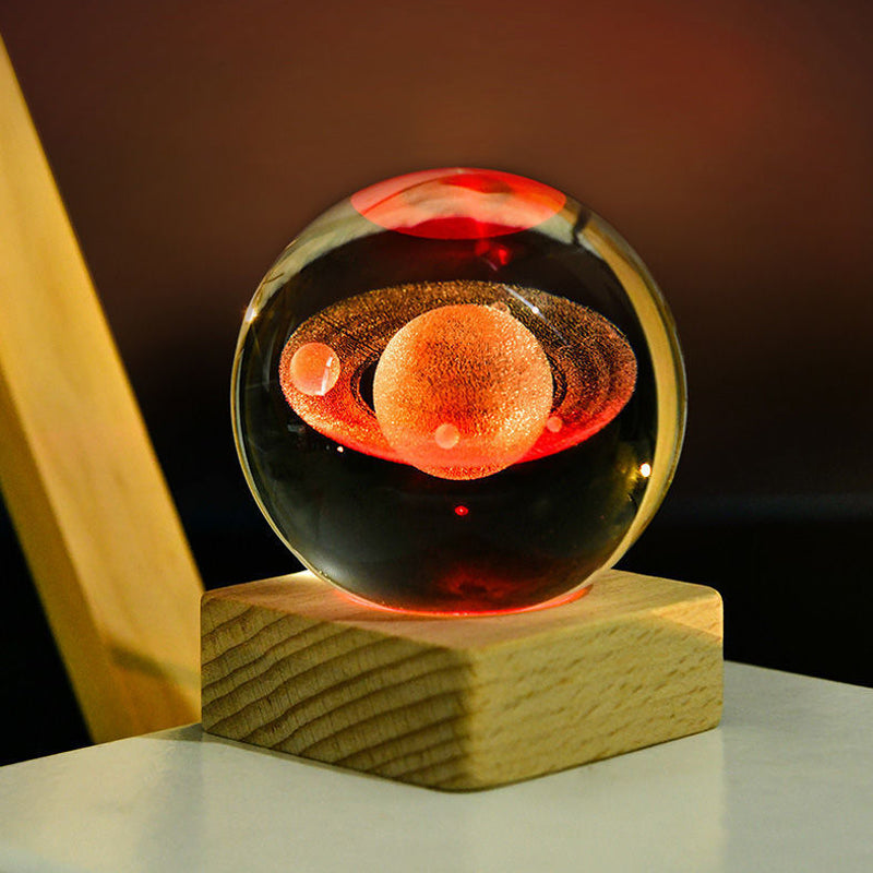 3D Galaxy Crystal Ball Natt Lys Dekor Lampe | Luvikno