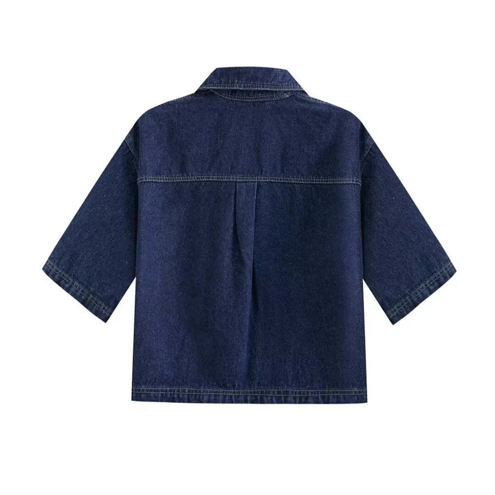 Luvik | Tyylikkäät Denim-lyhyet housut ja toppi modernilla V-kaula-aukolta