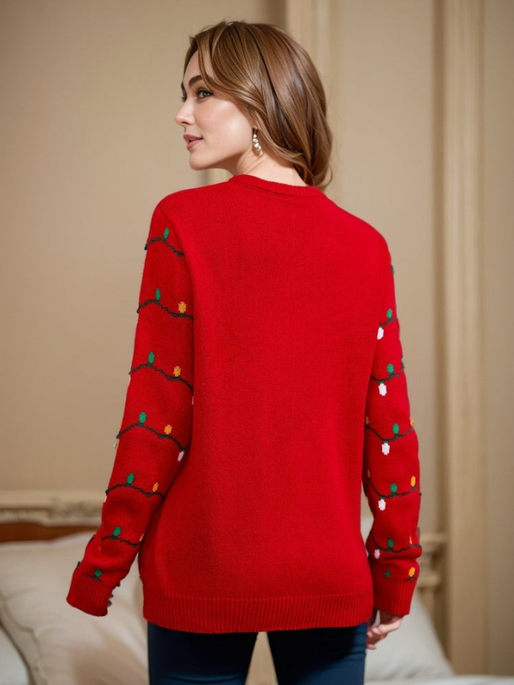 Luvik | Brodert juletre strikkegenser
