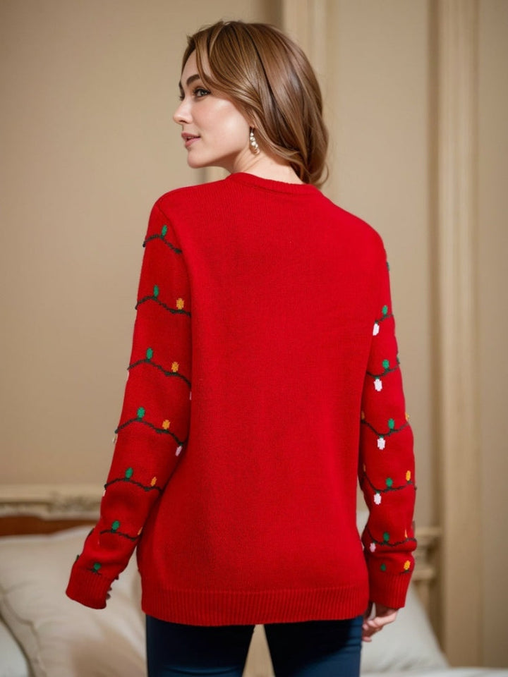 Luvik | Brodert juletre strikkegenser