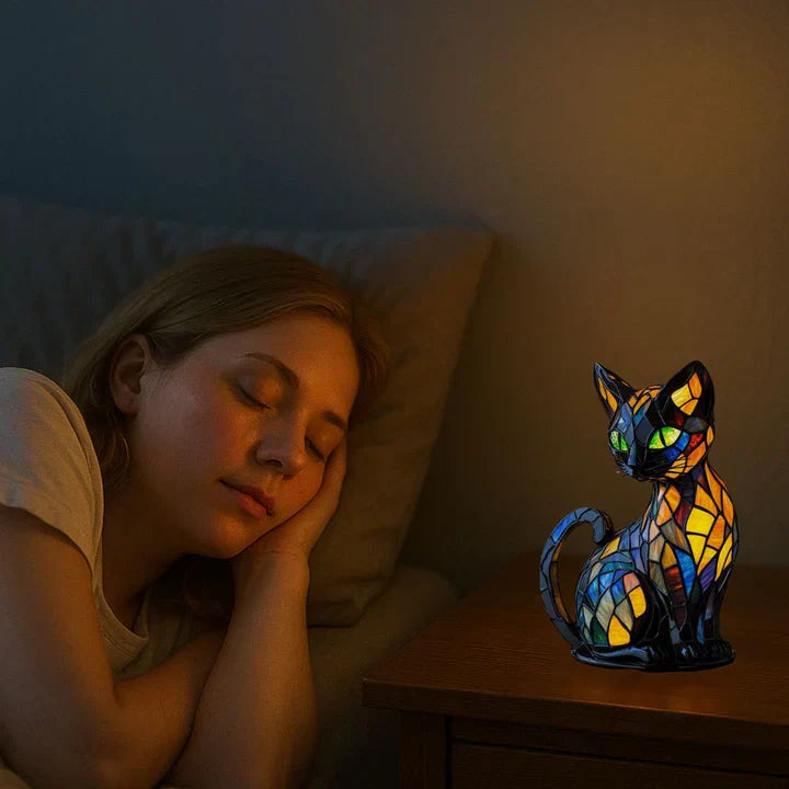 Lumikat Håndlagd Glød-i-mørket Kattelampe – Miljøbelysning og Gave | Luvikno