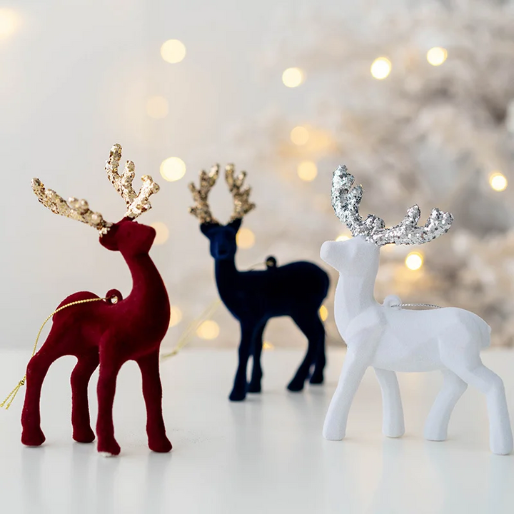 Luvikno | Sprudlende Hjort Ornament – Luksus Juledekorasjon for en Festlig Atmosfære
