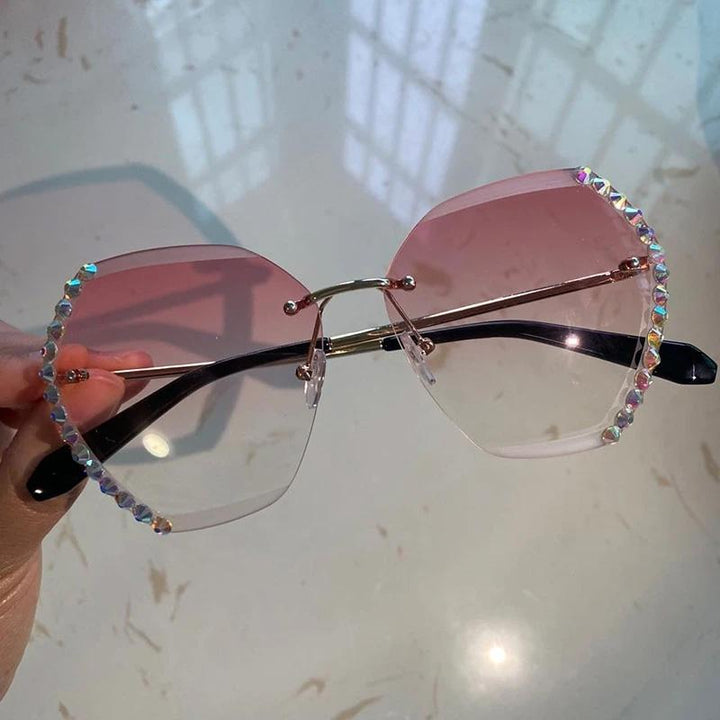 Rimless solbriller med krystall | Luvikno