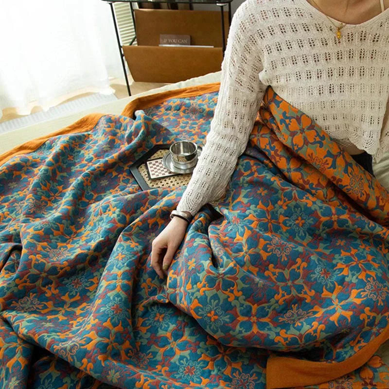 Luvikno | & Blåmønster Seks-lags Bomullstepp - TerraLoom
