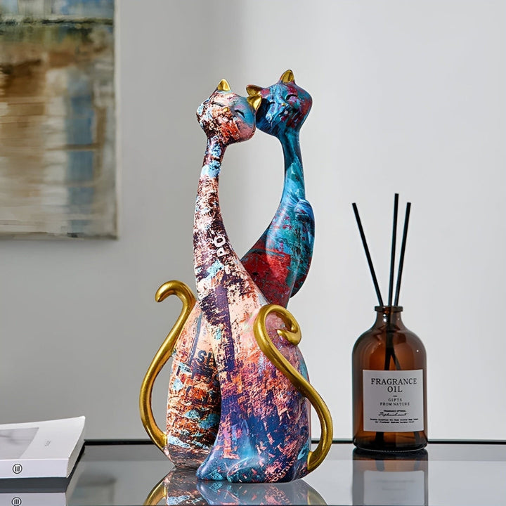 Minimalist Cat Sculpture Duo for Modern Decorative Accents Luvikno