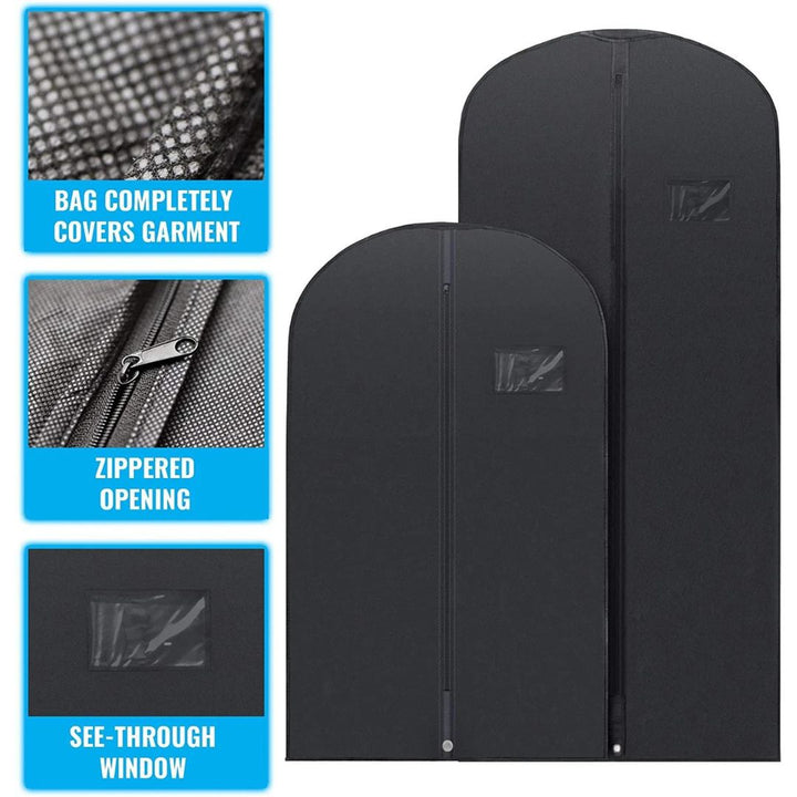 Luvikno | 5 Premium Garment Bags - Med Gjennomsiktig Vindu, Vannavvisende - 40"/54" Inches