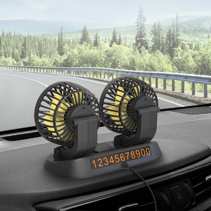 Mini svingbar vifte med dobbelt hode for bilen | luvikno