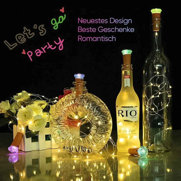 LED Vinflaske Lys Kork Nattlys DIY Dekor Hev - Bit | Luvikno