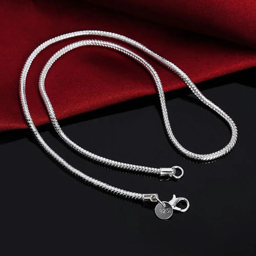 Luvik | 925 3mm Sterling hopea käärme kaulaketju