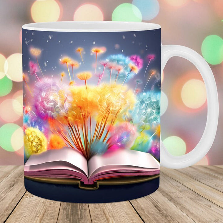3D Kunstnerisk Vakker Floral Bøker Kaffe Krus - Bokelsker Gave | Luvikno