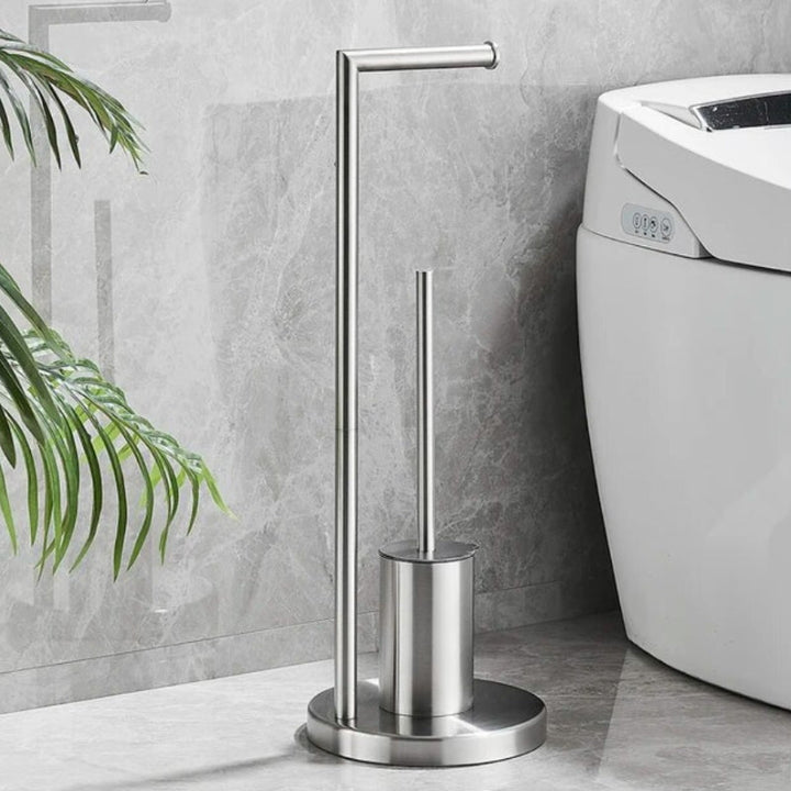 CleanStand Frittstående Toalettpapirholder med Børste Luvikno