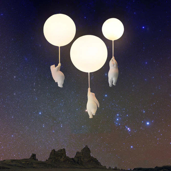 Barnelysest lampe med bjørn og ballong - CloudBear | Luvikno
