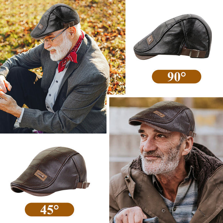 Luvikno | ElderLux Plush Leather Beret | Cozy elegance for a warm winter experience