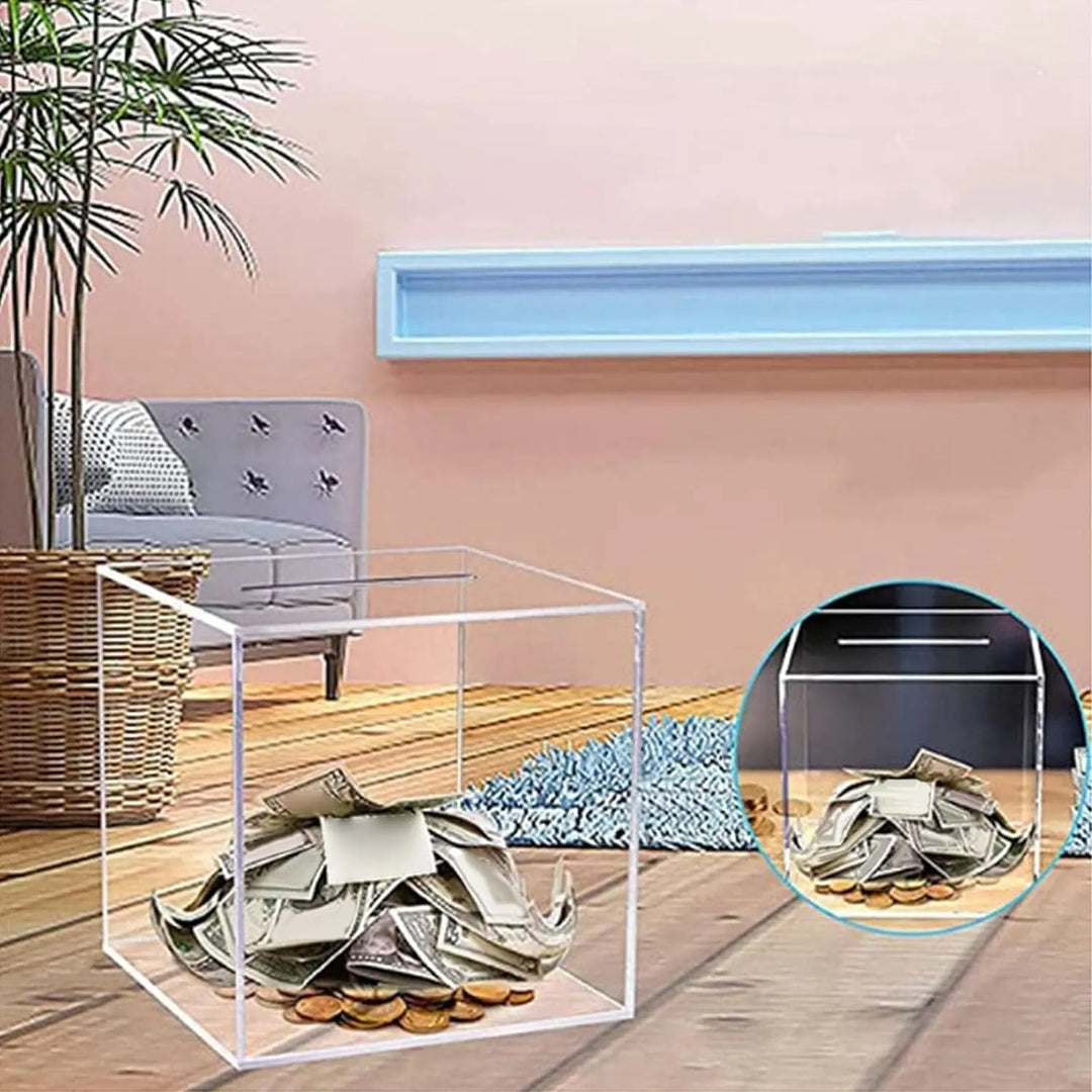 Unnavigerbar transparent akryl sparebøsse | Luvikno