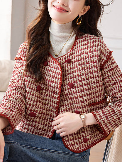 Luvik | Klassinen Pyöreä Kaulus Tweed Takki