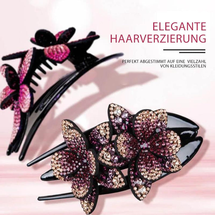 Luvikno | Rhinestone Dobbel Blomst Hårklemme