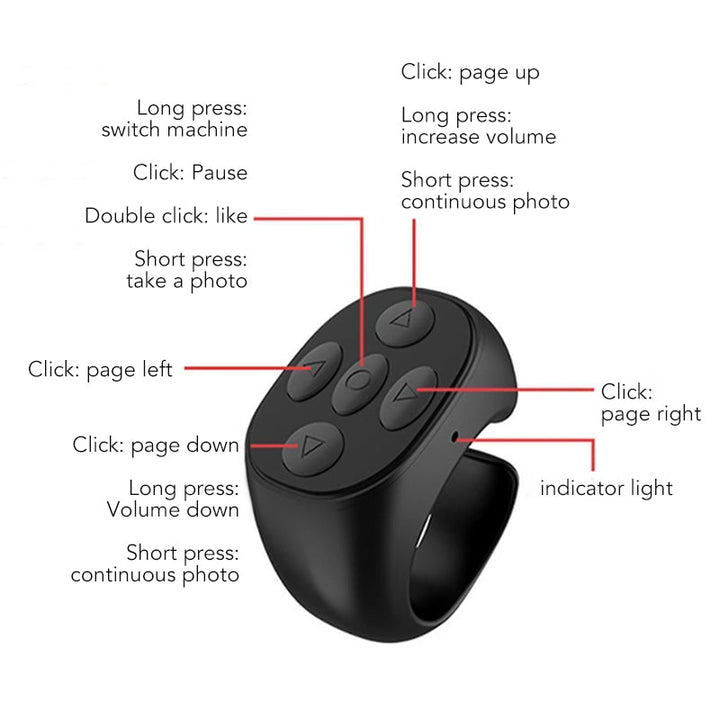 Fingertip Trådløs Bluetooth Fjernkontroll | Luvikno