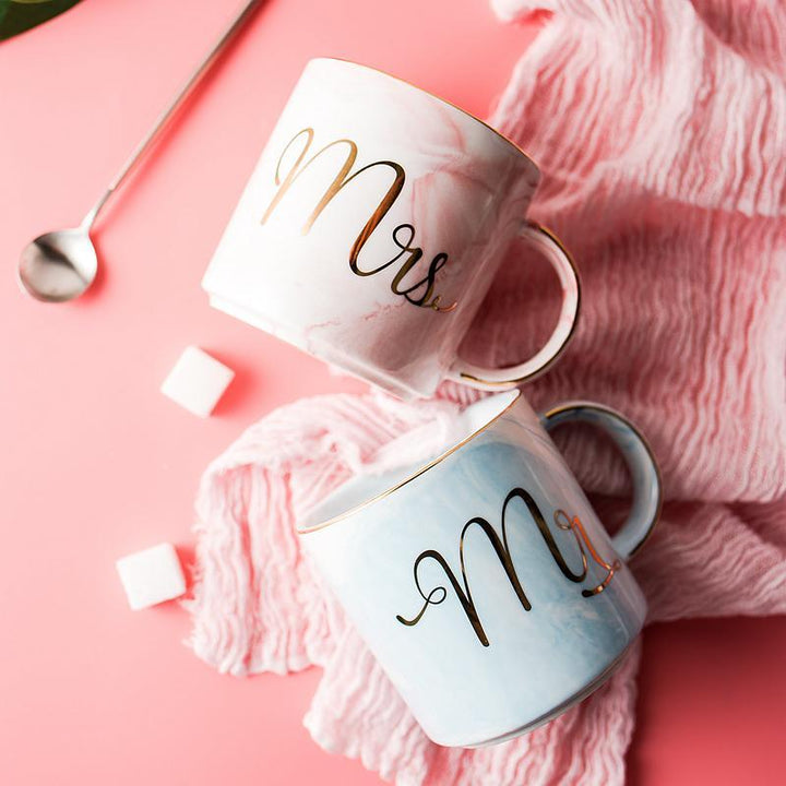 Marmor Porselen Hr & Fru Kaffe Kopper | Luvikno
