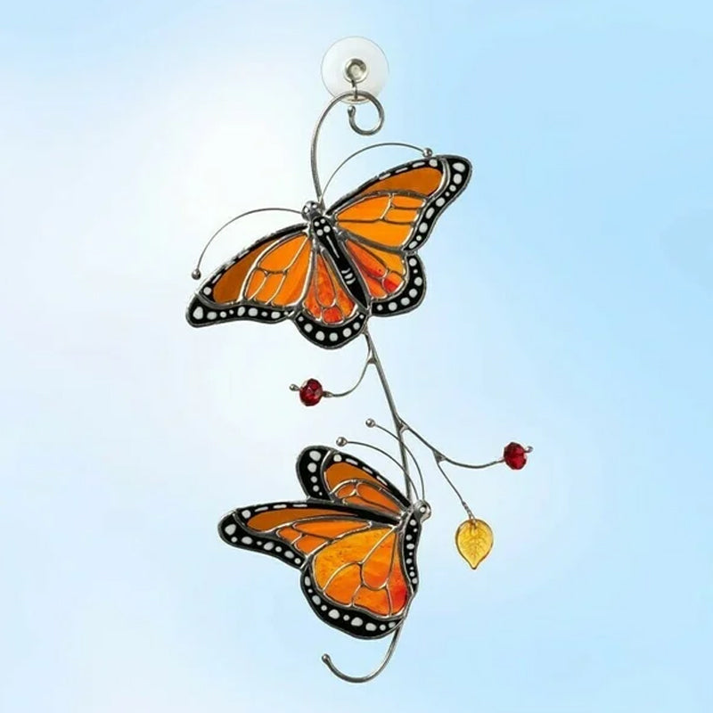 Flekkete Monarch Butterfly Glass Window Decor | Luvikno