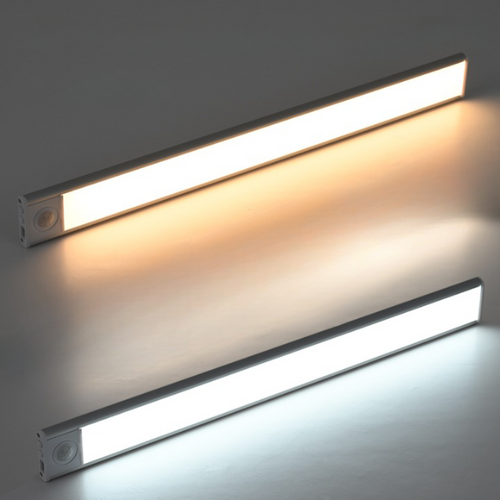 Luvikno | Ultra-Tynn LED GlowLight – USB Oppladbar Bevegelsessensor Skaplys med Magnetisk Bakside for Kjøkken, Garderobe eller Klær